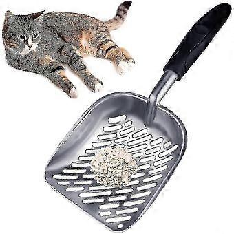 Metalen kattenbakschep Duurzame grote kattenbakzeef met ergonomisch lang handvat en grote gaten gleuf Kattenbakschep gemakkelijk schoon te maken