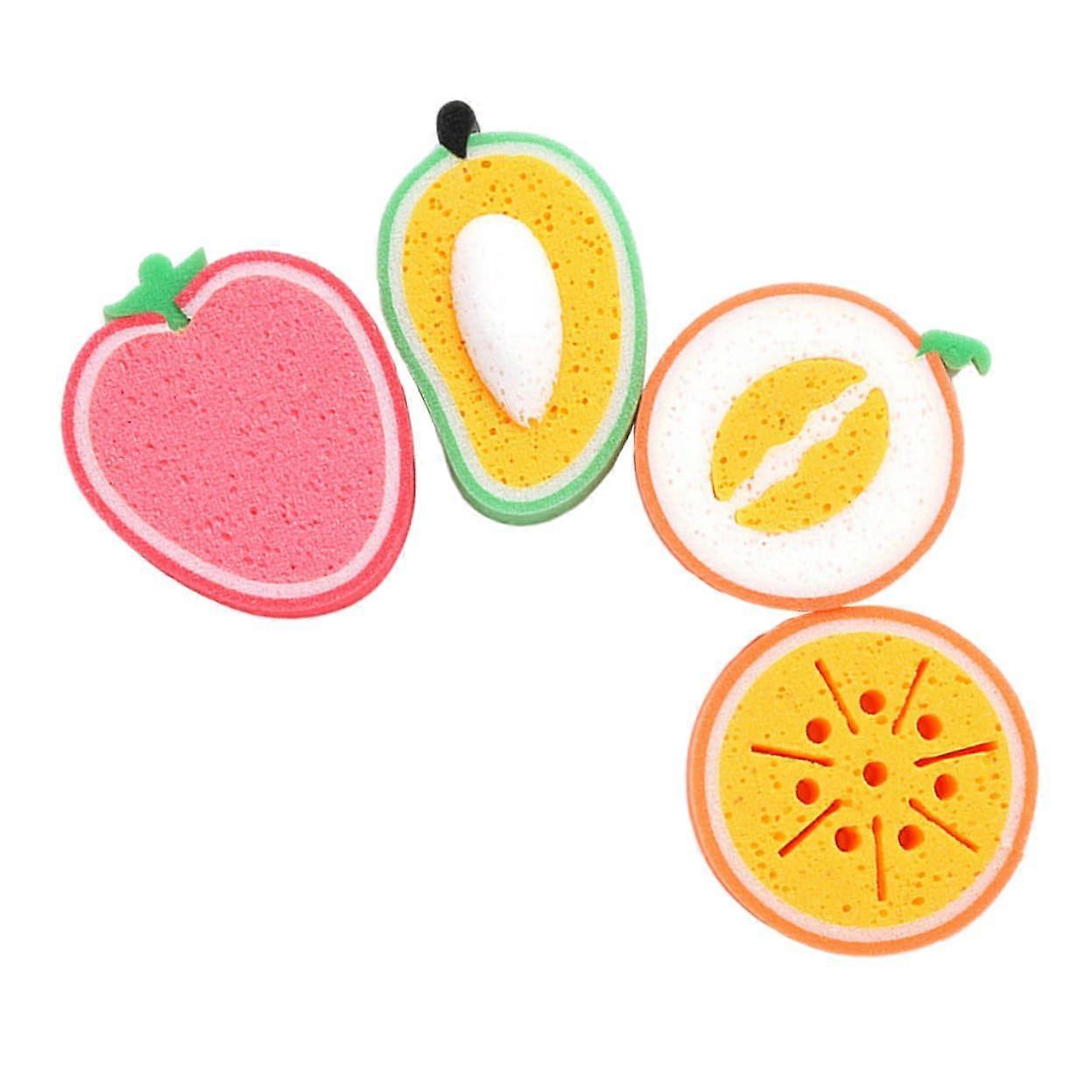 4pcs Fruit Shaped Kitchen Dish Sponge Set, Non Scratch,  Absorption, Durable and Soft