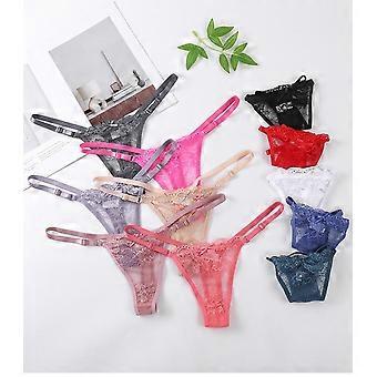 5er-Pack Damen-Spitzen-Tangas, verstellbarer Bund, schlichtes Muster, verschiedene Farben erhältlich, bequeme Unterwäsche, sexy String