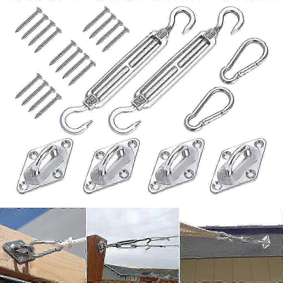 OUNONA 8-piece hard mounting kit compatible with rectangular and triangular sun sails, good