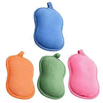 Assorted Color Bath Sponge for Body Skin Scrubbing 4Pcs Bamboo Fiber