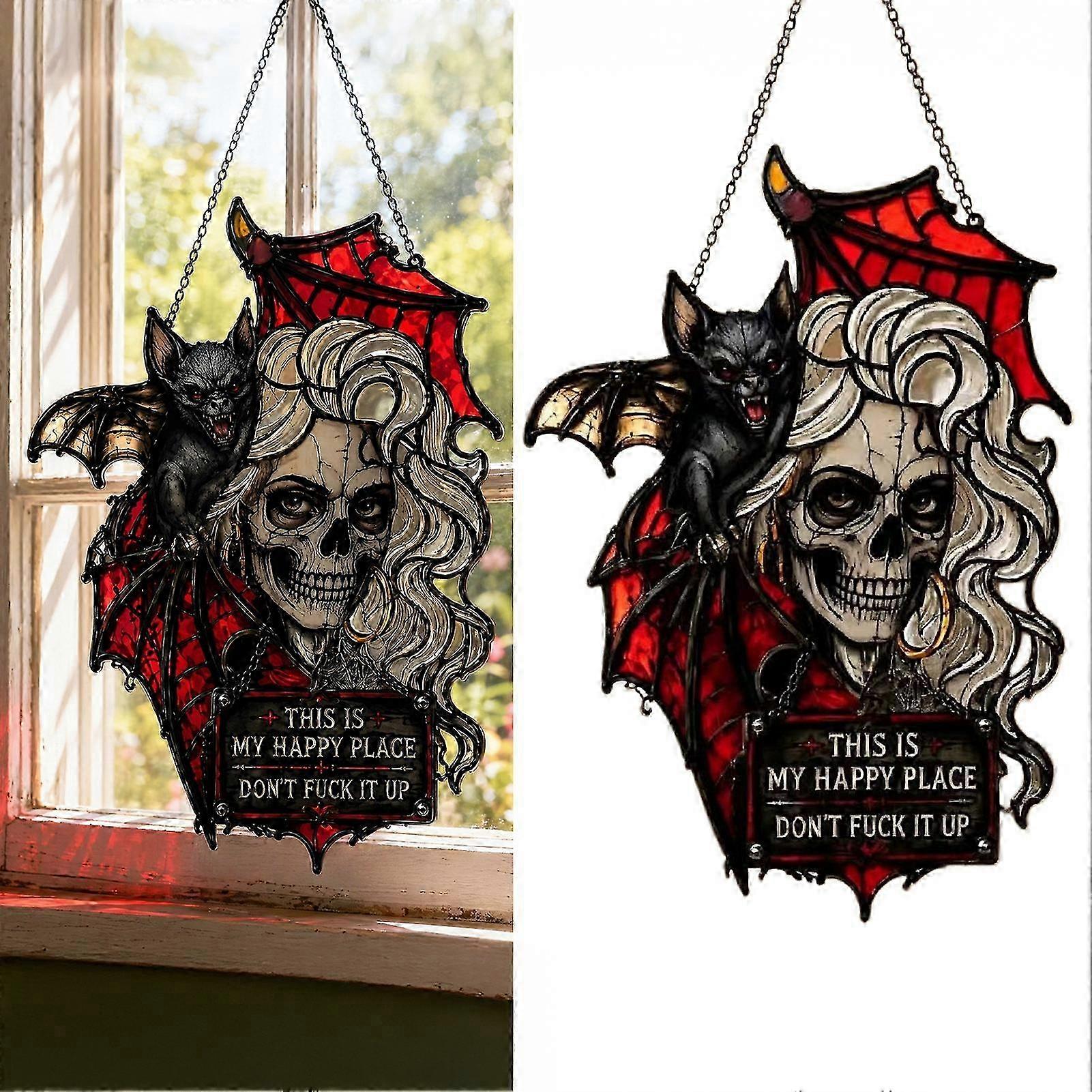 Bat Skull Gothic Acrylic Suncatcher