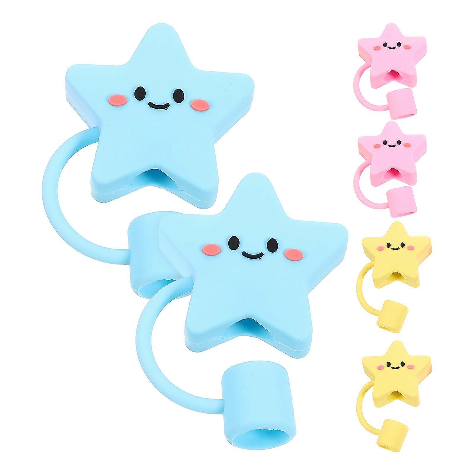 Dust Proof Star Shape Straw Plug for 6Pcs Reusable Silicone Straw Covers