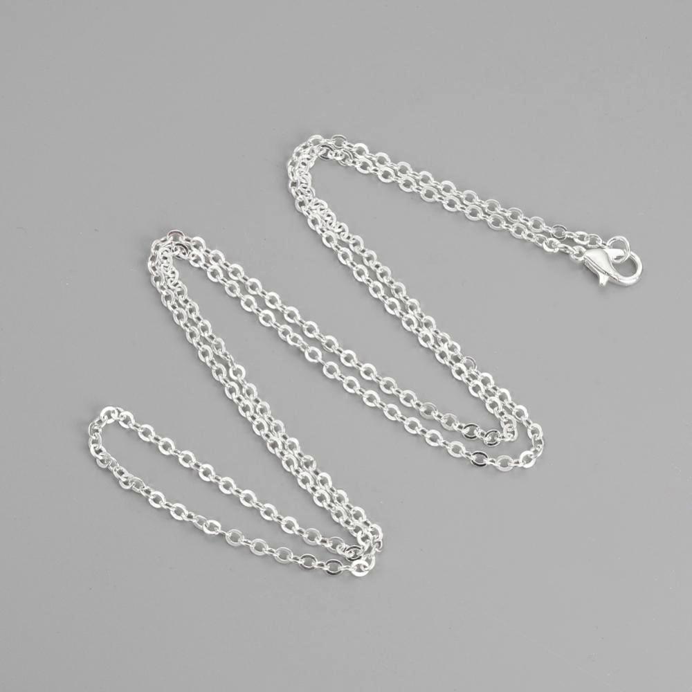 5pcs Brass Cable Chains Necklaces Silver color  23.6 inch(60cm)