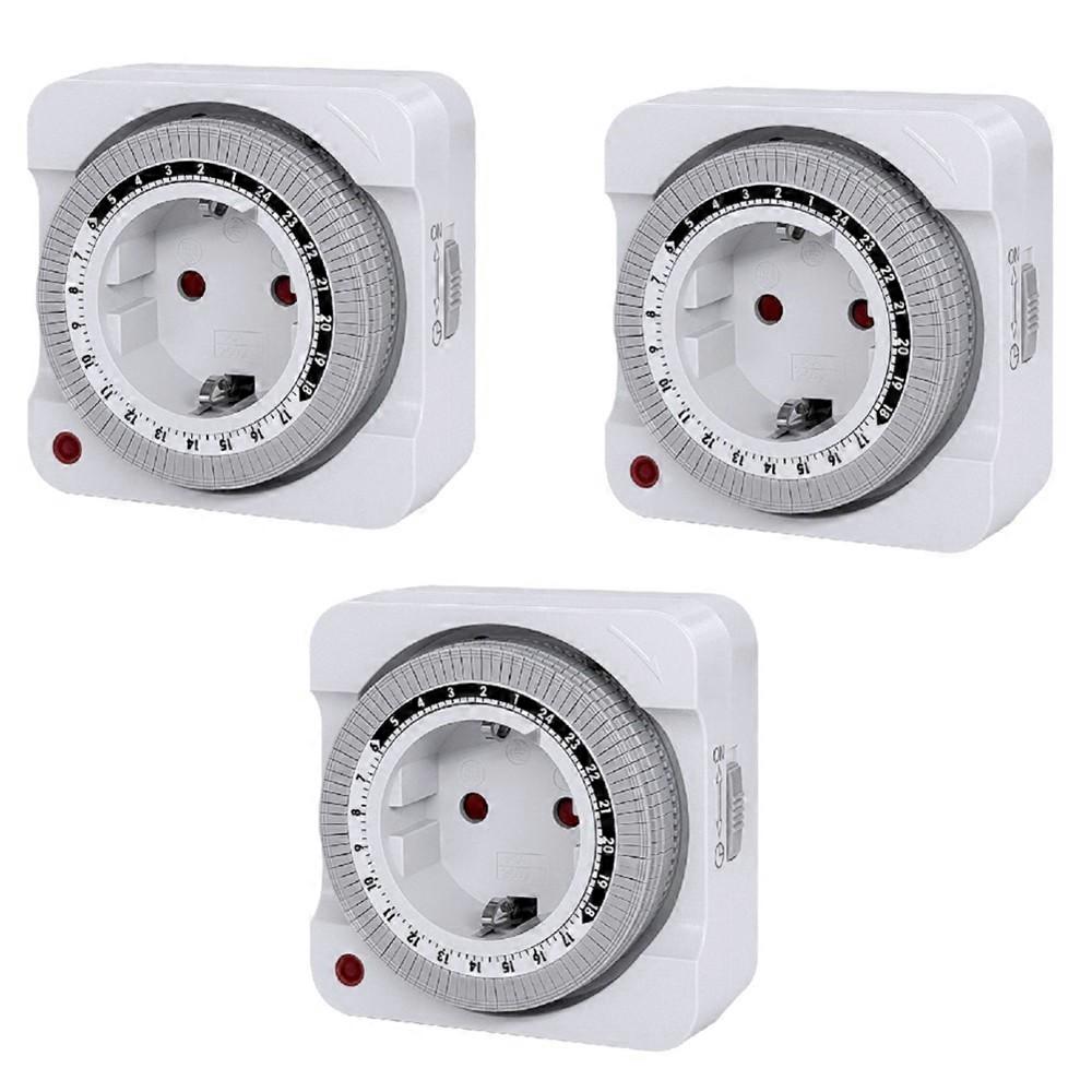 3pc EU Plug 24 Hour Mechanical Timer Switch Socket Indoor Automatic Power Off Countdown Timer for Home Appliance Control