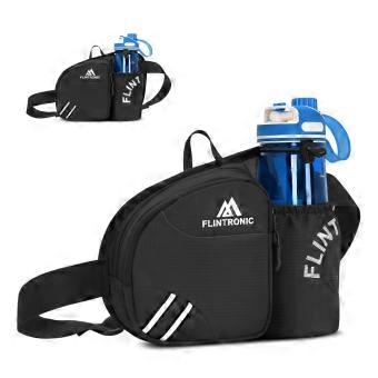 Heuptas met drinkfleshouder, waterdicht, voor hardlopen, kamperen, reizen, fietsen, wandelen, Zwart
