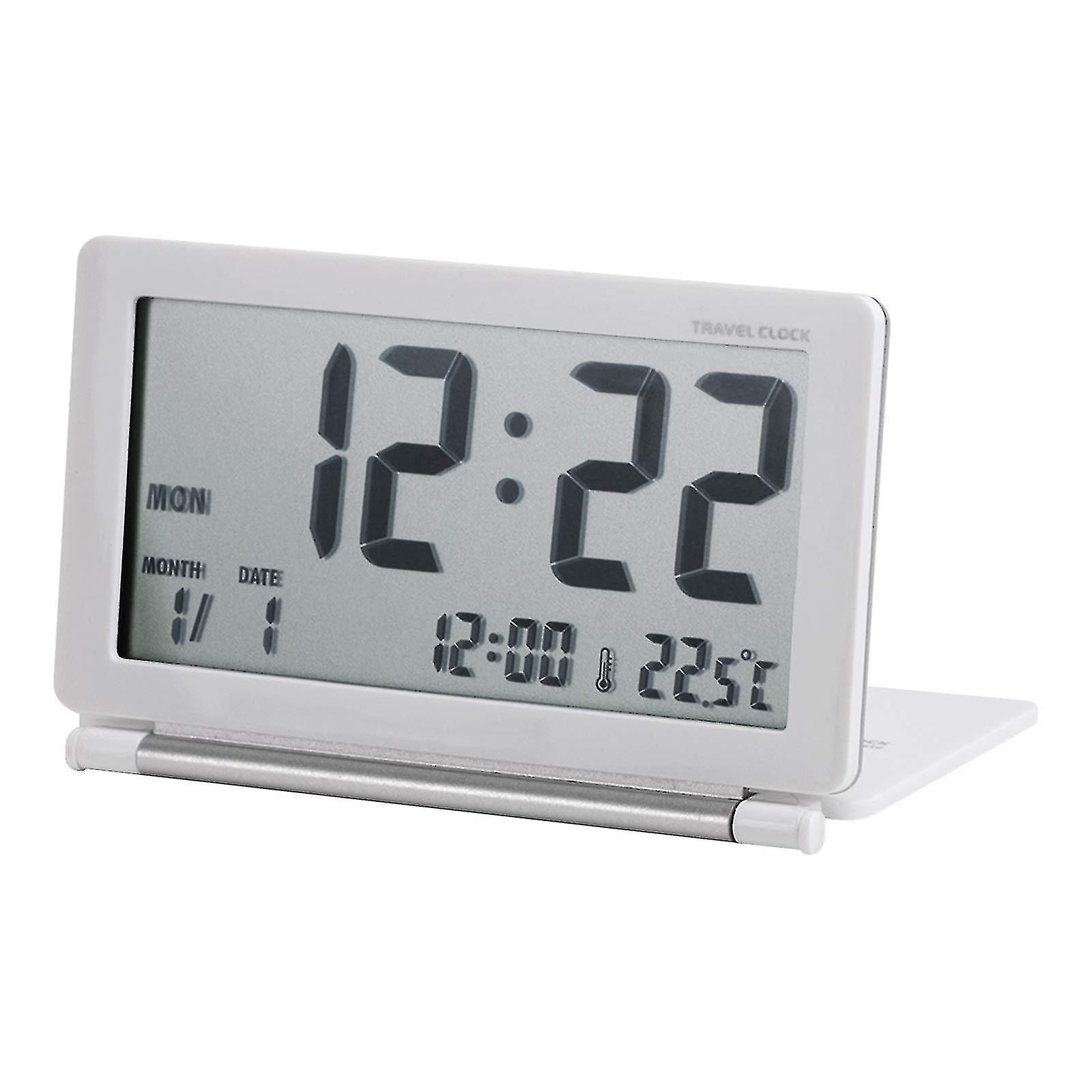 Electronic Travel Digital Lcd Alarm Calendar Clock Portable Slim Flip Folding Silent Desk Alarm Clock