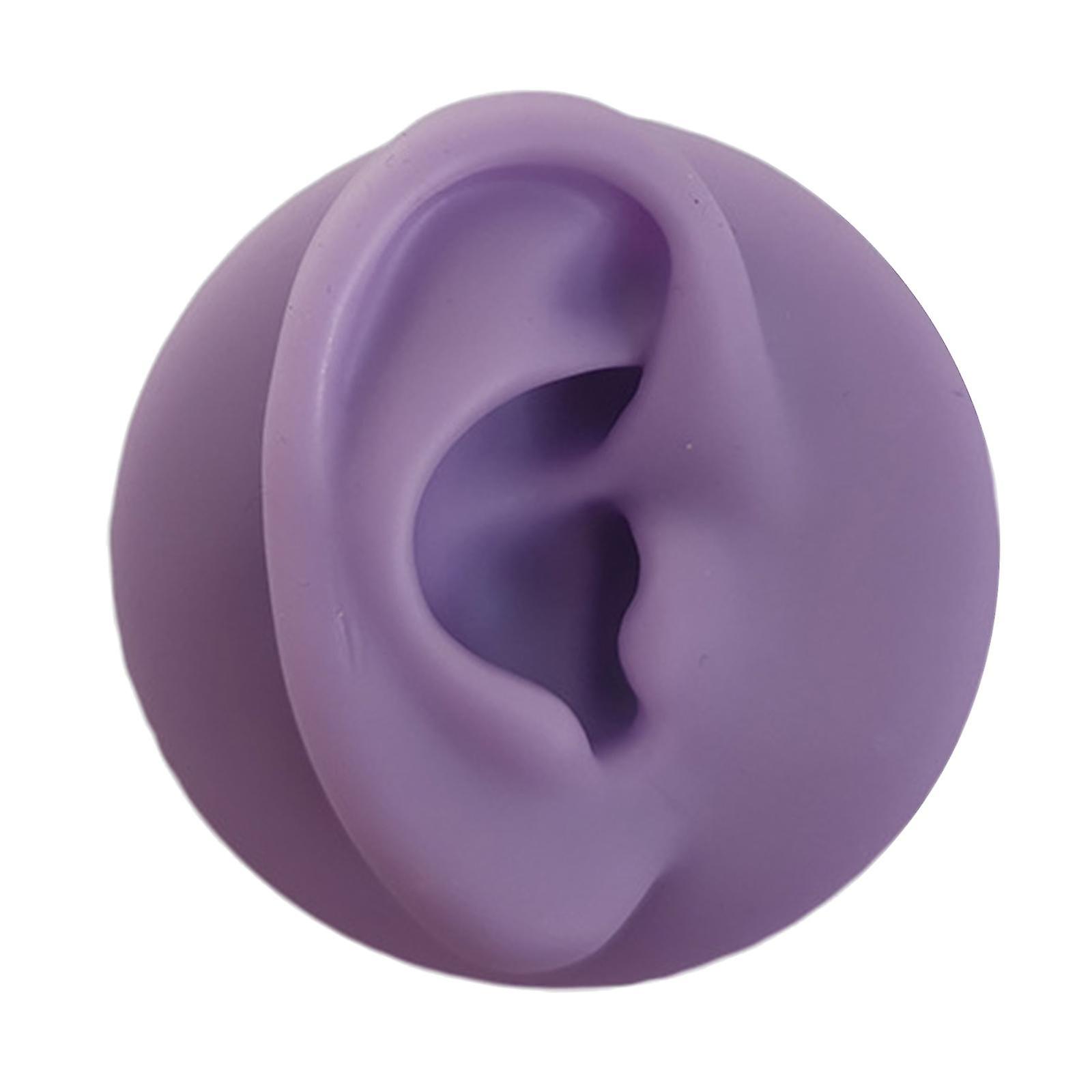 Silicone Ear Model Body Part Imitation Artificial Practice  Purple Right