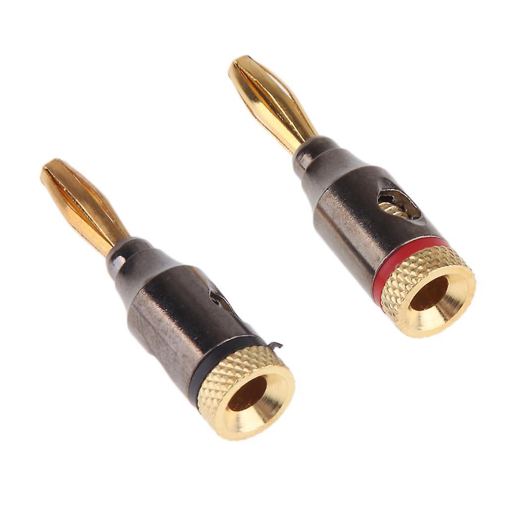 Speaker Connectors Terminal Fospower Banana Plugs 12 Pairs / 24 Pcs, Closed Screw 24K Gold Plated Banana Spe Speaker Wire Connector
