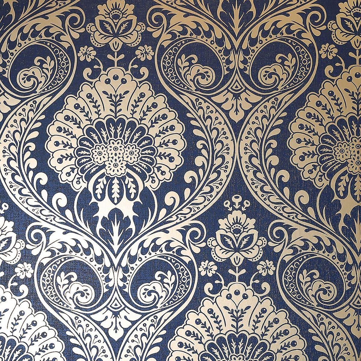 Damask Wallpaper Metallic Shimmer Textured Arthouse