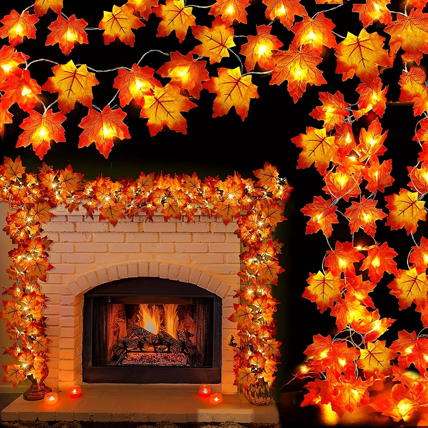 1pc Red Maple Leaf String Lights - Perfect For Halloween Thanksgiving And Autumn Decorations - Ideal For Home Party And Atmosphere Decoration