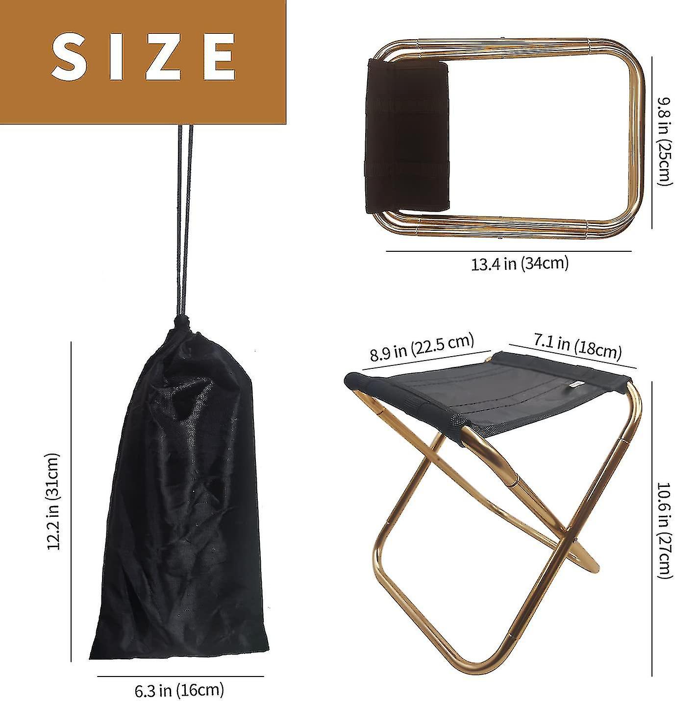 Portable Camping Folding Stool With Pouch, Small Lightweight