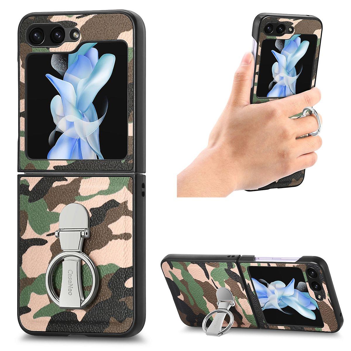 For Samsung Galaxy Z Flip5 5G Camouflage Protective Case with Ring Holder