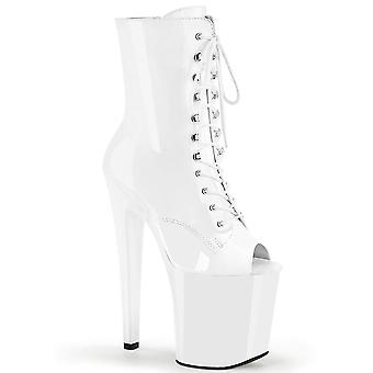 Pleaser Dame Ankelstøvler Xtreme-1021 Hvid Pat/Hvid
