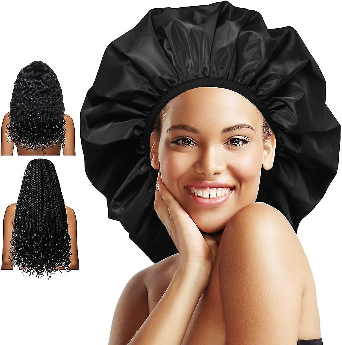 Extra Large Shower Cap, Double-layer Waterproof Reusable