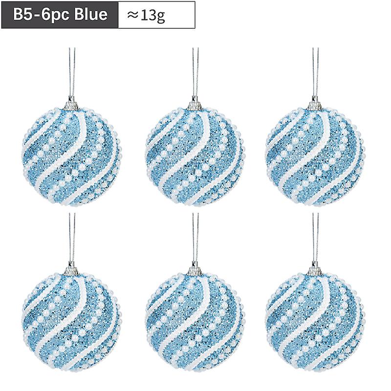 1/6Pcs 8cm Christmas Tree Hanging Balls Sequined Shiny Xmas Foam Bauble Pendant