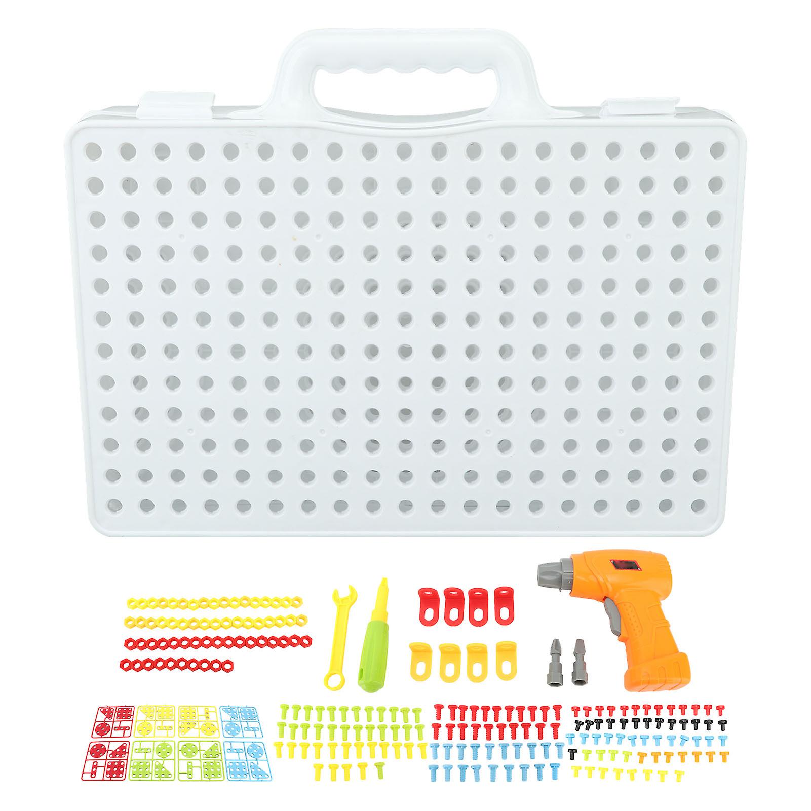 Kids' White Electric Drill Toy Set with Case - DIY Learning Kit