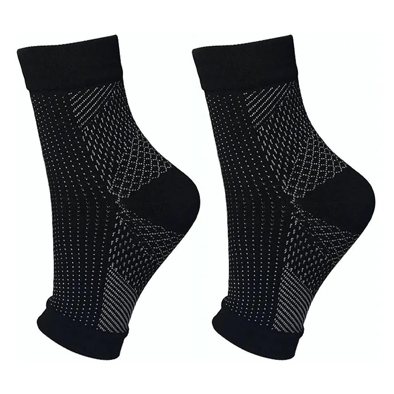 1Pair Ankle Protection Elastic Compression Sock Sleeve Cycling Running Ankle Support Brace Black L/XL