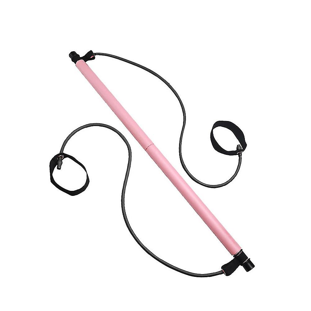 1pc Yoga Pilates Stick Resistance Bar Bodybuilding Gym Tube Loop Elastic Exercise Bar (pink)
