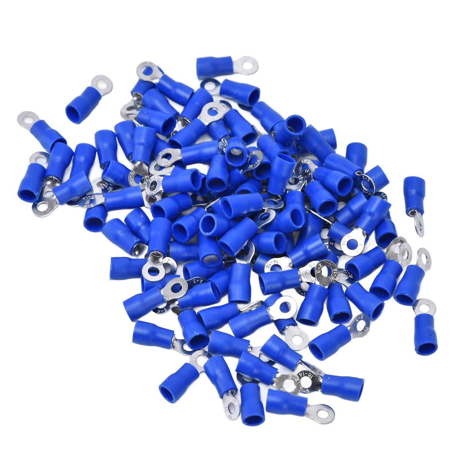 100Pcs Pre Insulated Crimp Terminals Copper PVC Ring Type Wire Connector for Computers AWG 16‑14