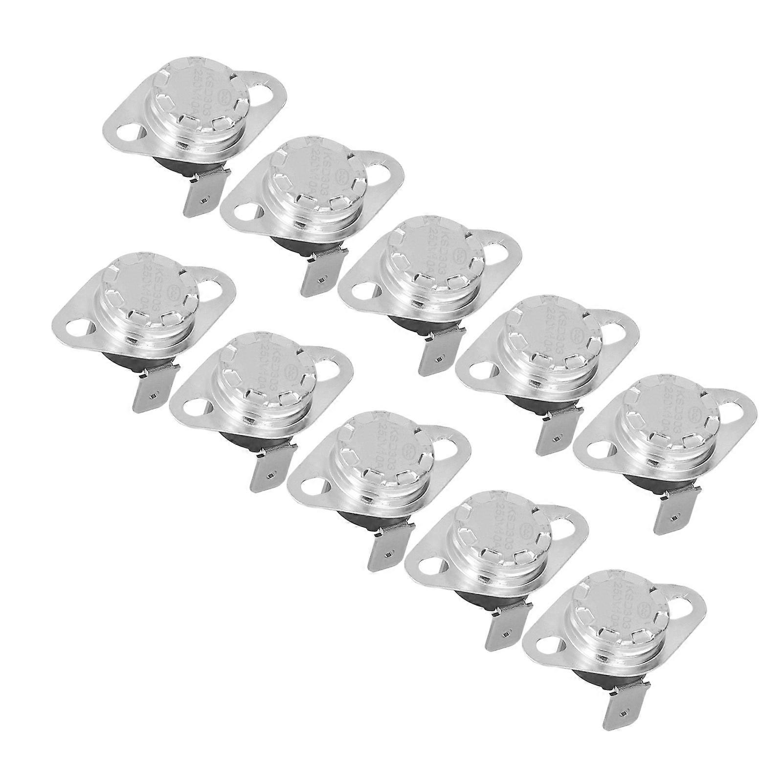 10個入りサーモスタットサーマルスイッチ 手動ハンドリセット バイメタルチップ温度制御スイッチ 10A 250V