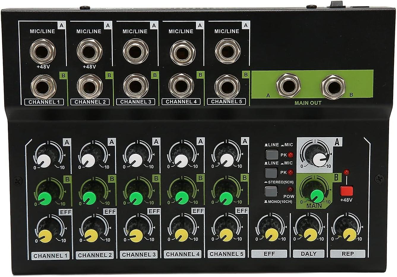 Portable Audio Compact Mixer, 10 Channels Mixing Boards For Studio Recording, Low Noise Stereo Compa