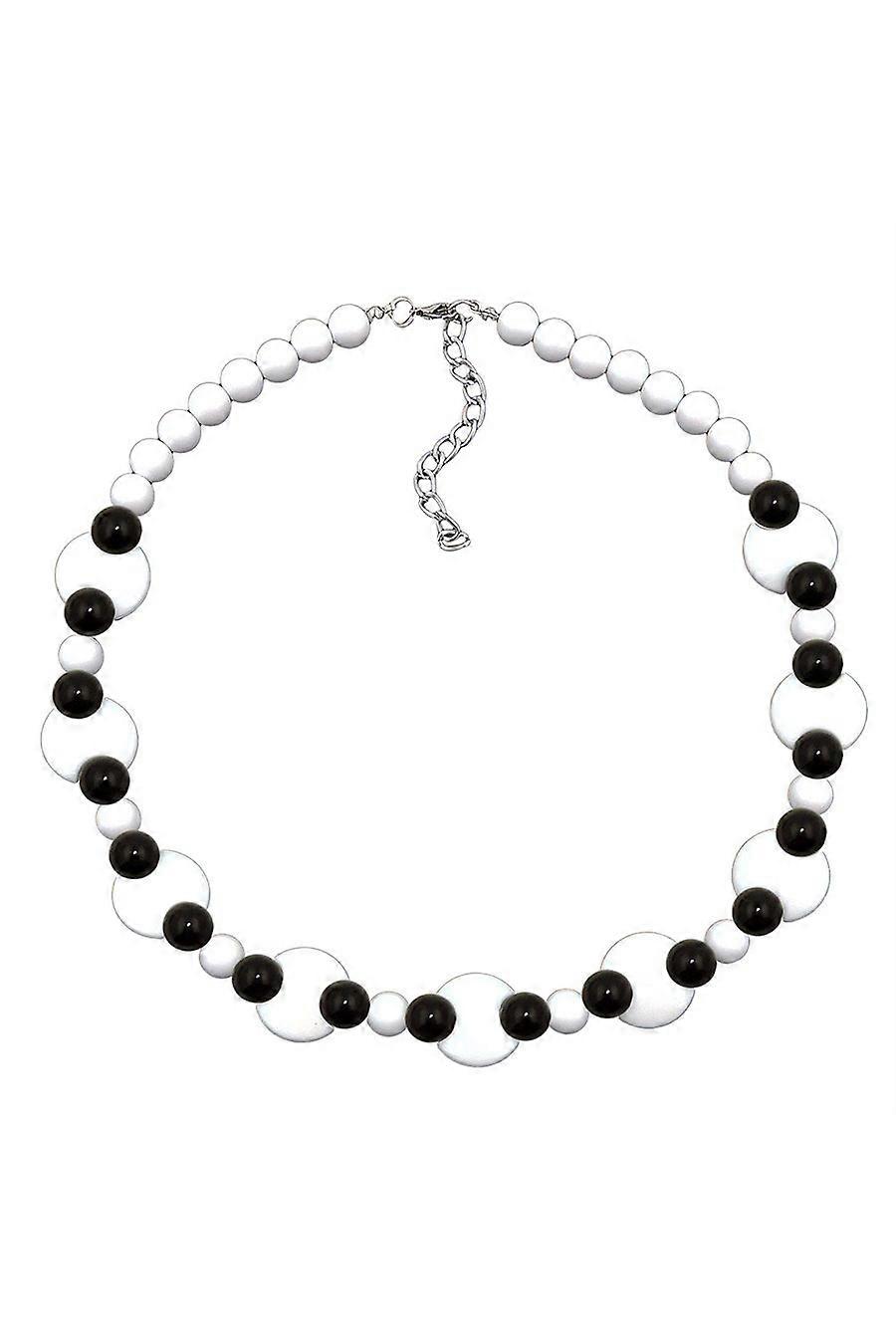 Necklace Various Beads Black And White Shiny - Gl01343