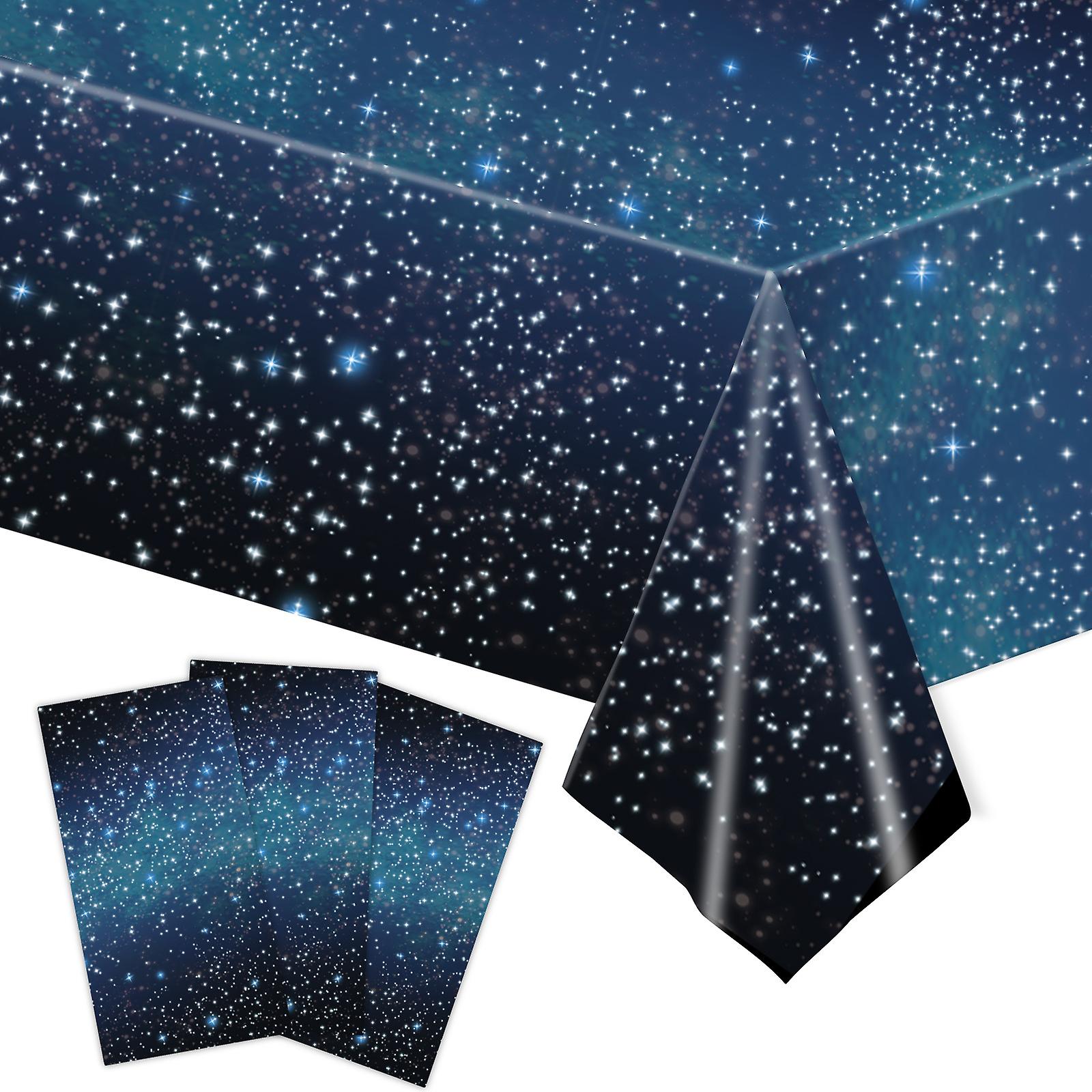 3pcs Starry Sky Tablecloth Sparkly Disposable Tablecloths 137*274CM