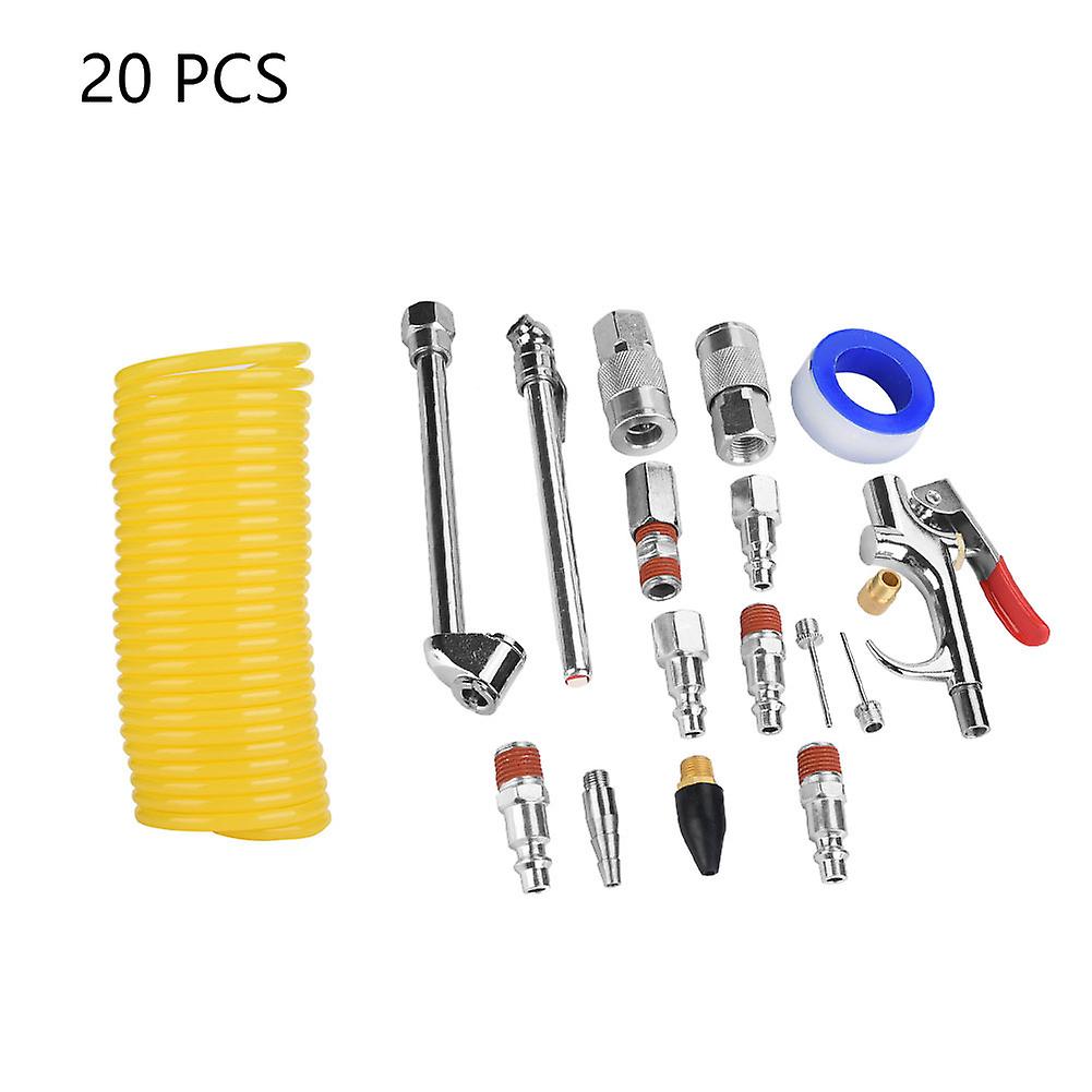20Pcs Air Compressor Fittings Kit, Pneumatic Blow Gun, Horsepower Pneumatic Accessories Set