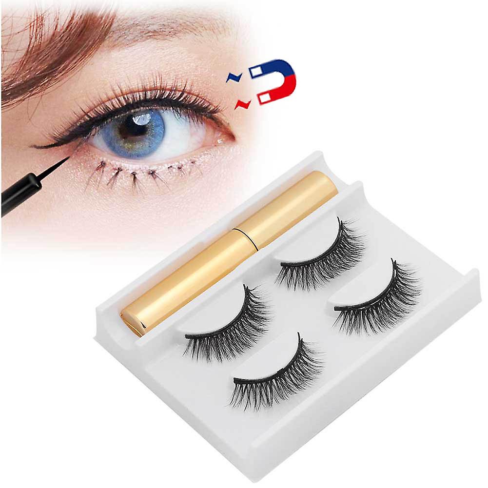 2 Pairs Magnetic False Eyelashes 5 Magnets Magnetic Liquid Eyeliner Long Lasting Waterproof Eyelash Extension (2 Pairs 3D Eyelashes-01)