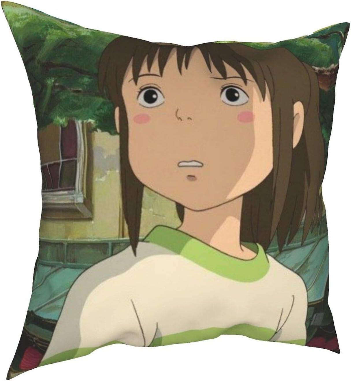 快適で耐久性のある千と千尋の神隠し荻野千尋四季スロー枕カバーホーム装飾リビングルーム寝室ソファ枕カバーサイズ16 "x16