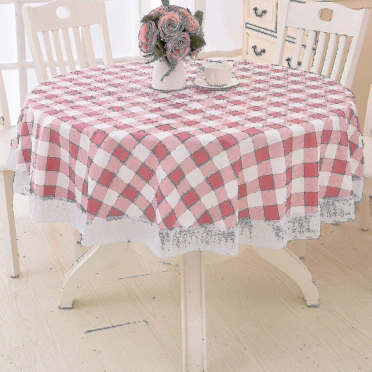 Round Vinyl Lace Tablecloth Waterproof Pvc Plastic Tablecloth