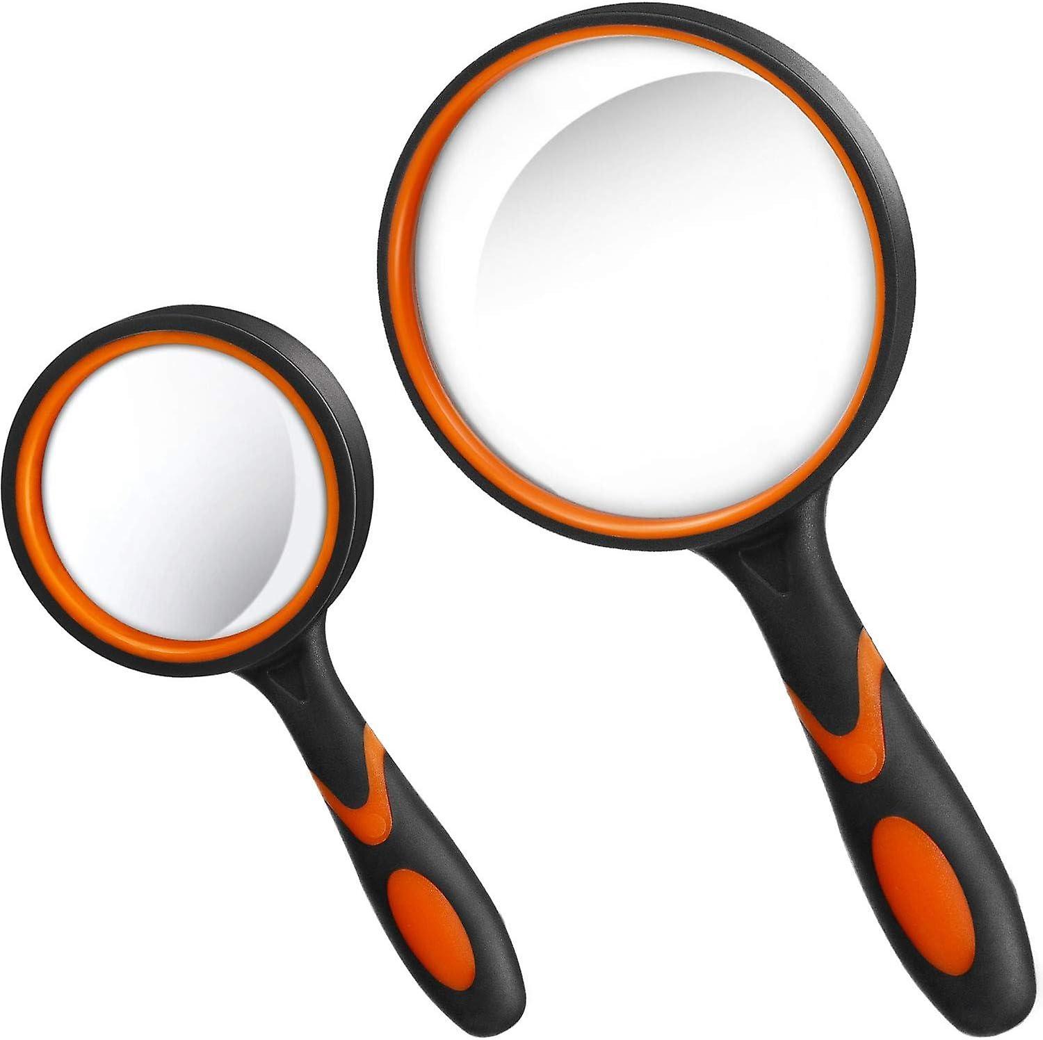 2pcs Handheld Reading Magnifier 100mm 3X Large Magnifying Glass 50mm 10X Small Magnifying Glass with