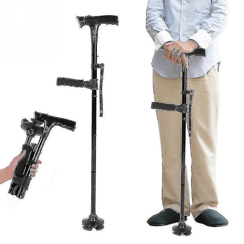 Collapsible Telescopic Folding Elder Led With Alarm Walking Trusty Elder Crutches For Mothers The Elder Fathers -GSL