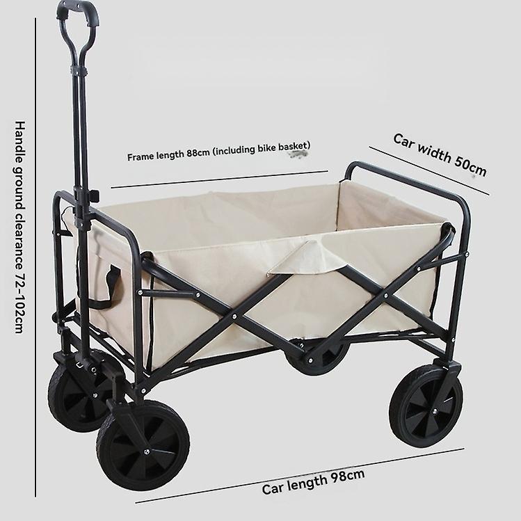 Foldable stroller with 8-inch new large rubber universal wheels (off-white)