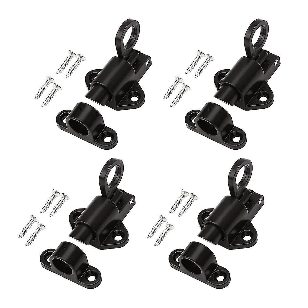 4 Pack Black Aluminum Alloy Security Automatic Window Gate Lock Spring Load Bolt Latch