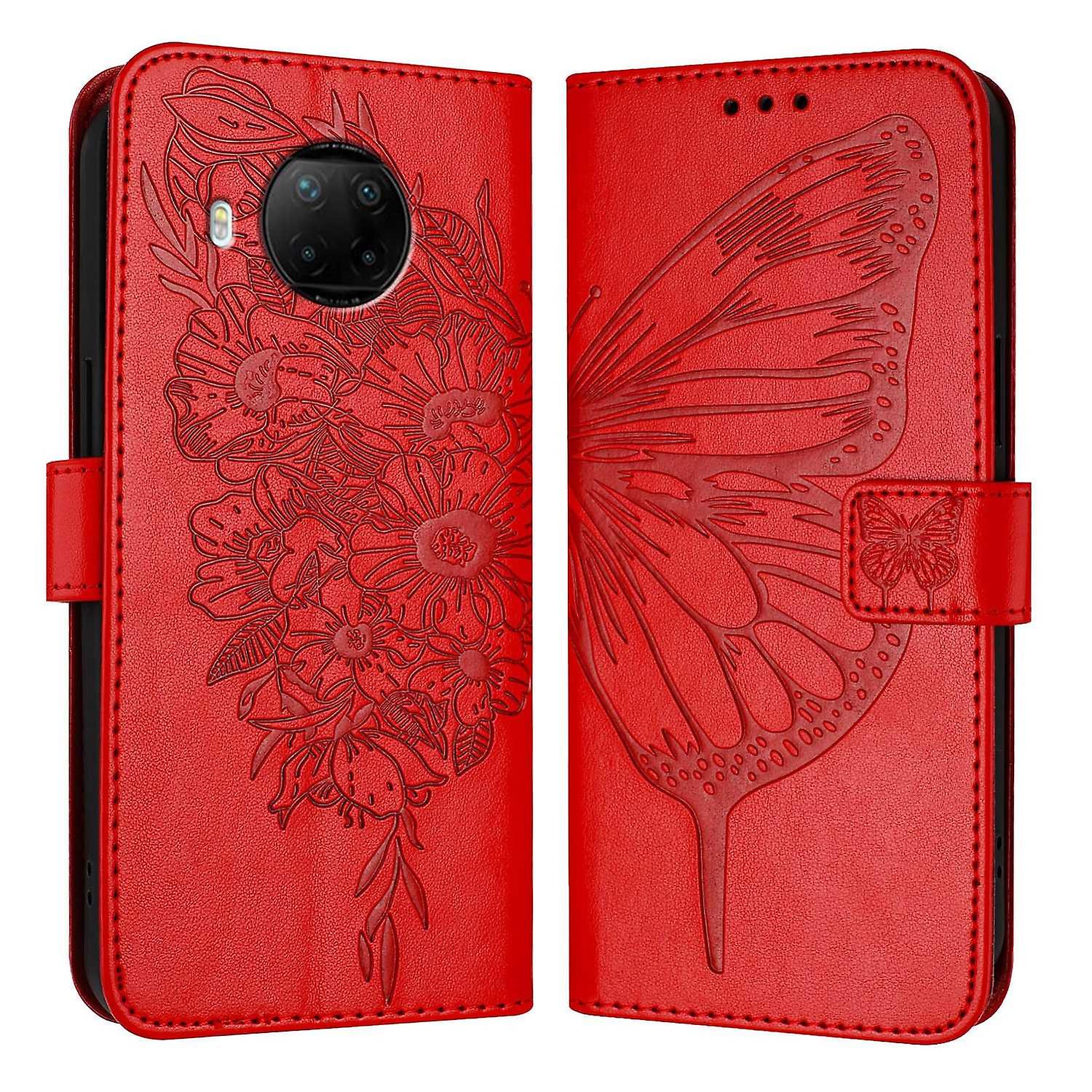 Embossed Butterfly PU Case For Xiaomi Mi 10T Lite 5G