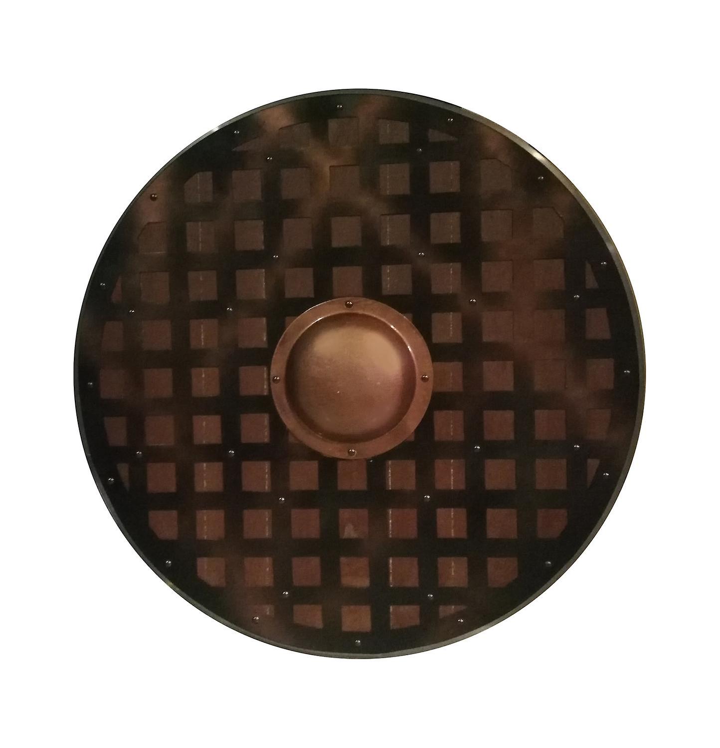 Wooden handmade Viking shield metalic grid SWE40