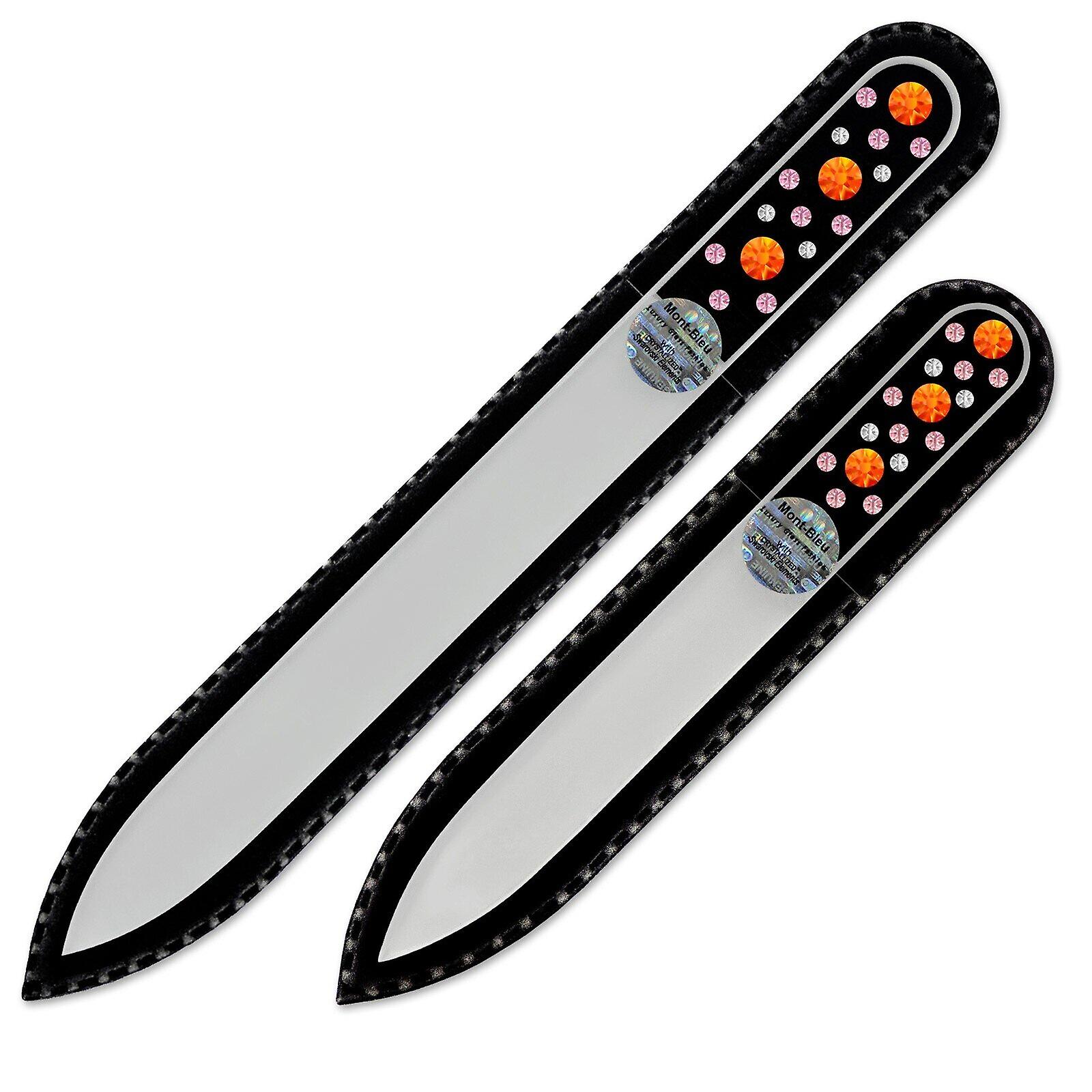 Set of 2 Glass Nail Files with crystals CN-MS - Fireopal - Light Rose