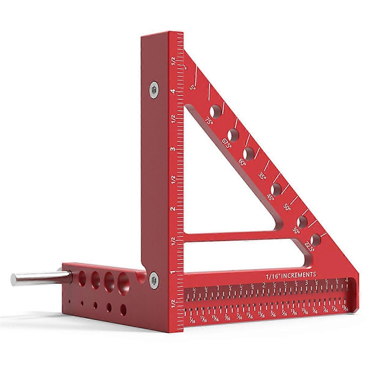 5-Inch Triangular Hole Ruler Aluminum Alloy Marking Ruler Square Building Frame Tools Woodworking Measuring Ruler,A