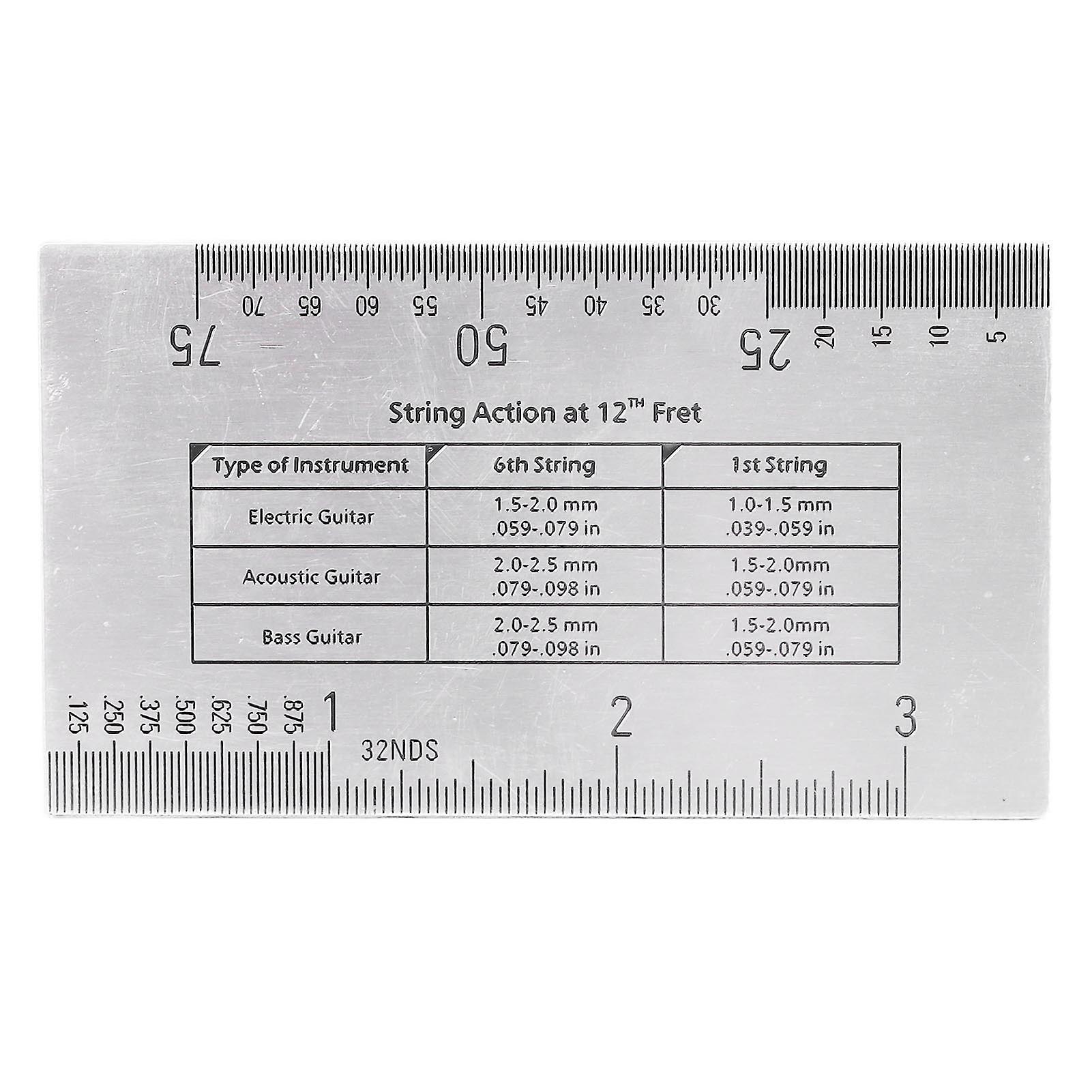 String Action Gauge Multifunctional High Accuracy Stainless Steel Guitar String Height Measurement Ruler