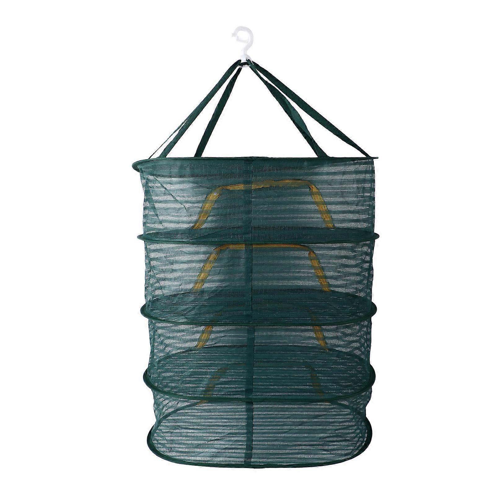 4 Layer Herb Drying Rack with U Shaped Zipper Dark Green Foldable High Elastic Fine Mesh Plant Drying Rack Net for Herbs Plants Seeds 