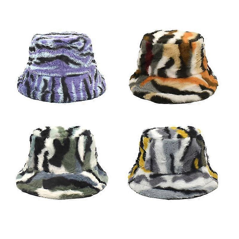Camouflage Winter Cap Female Japanese System Hundred Take Warm Cap Plush Gradient Stripe Fisherman's Cap