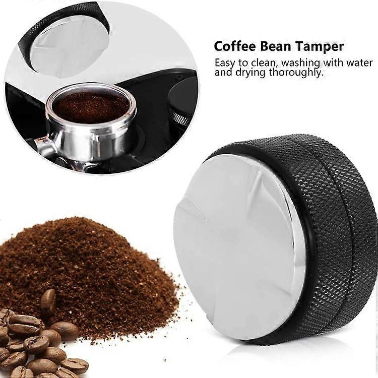 58mm Stainless Steel Espresso Coffee Tamper Coffee Calibrated Pressure Tamper Bean Press Tool Four Angled Slopes Base Black