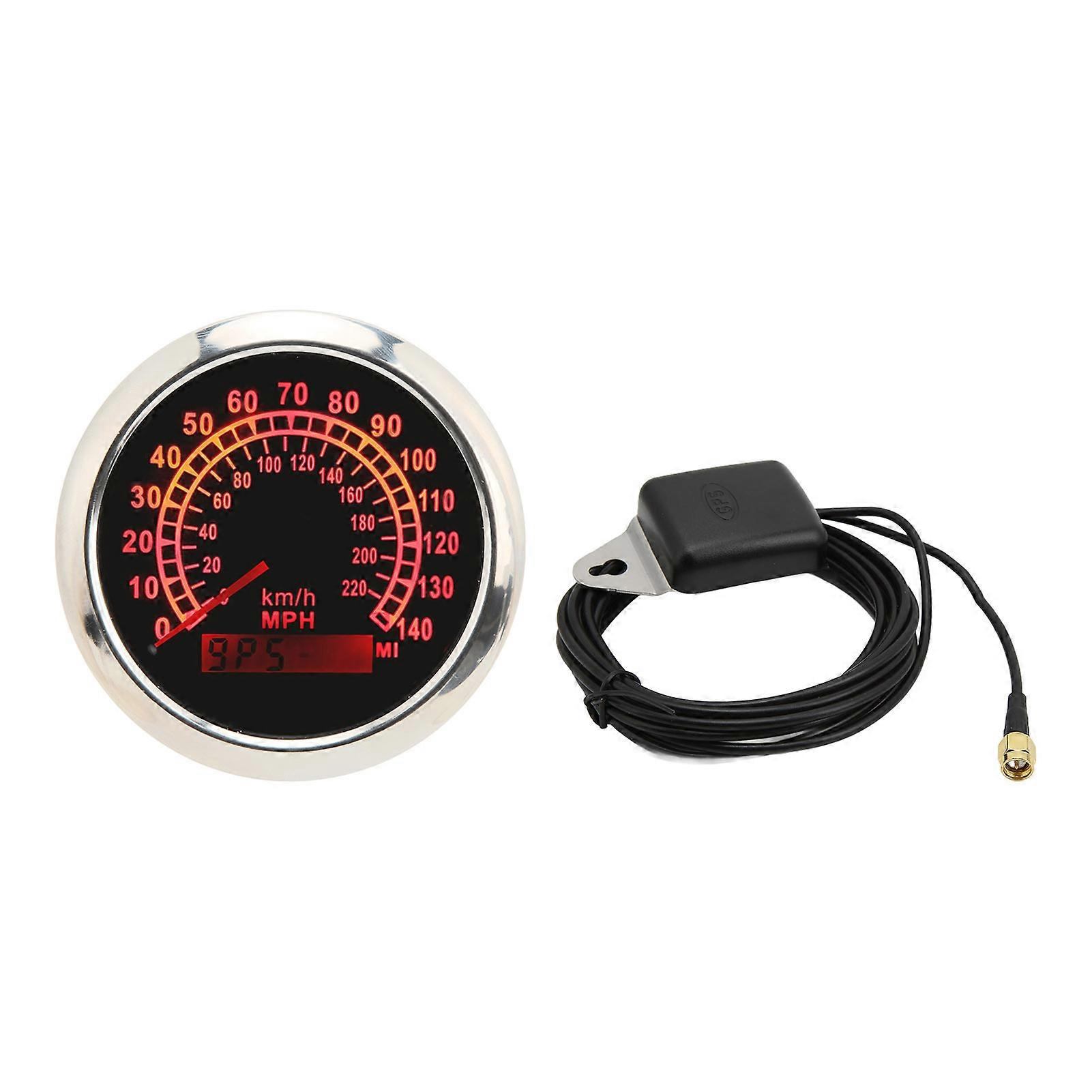 85mm GPS Speedometer Digital 220km/h 0140MPH IP67 Waterproof Red Backlight 932V Universal Odometer for Car Boat RVBlack E2U111