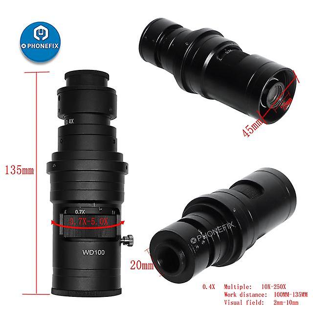 Adjustable Magnification 130x 200x 250x Zoom C Mount Lens For Hdmi Vga Usb Industry Video Microscope Camera Accessories