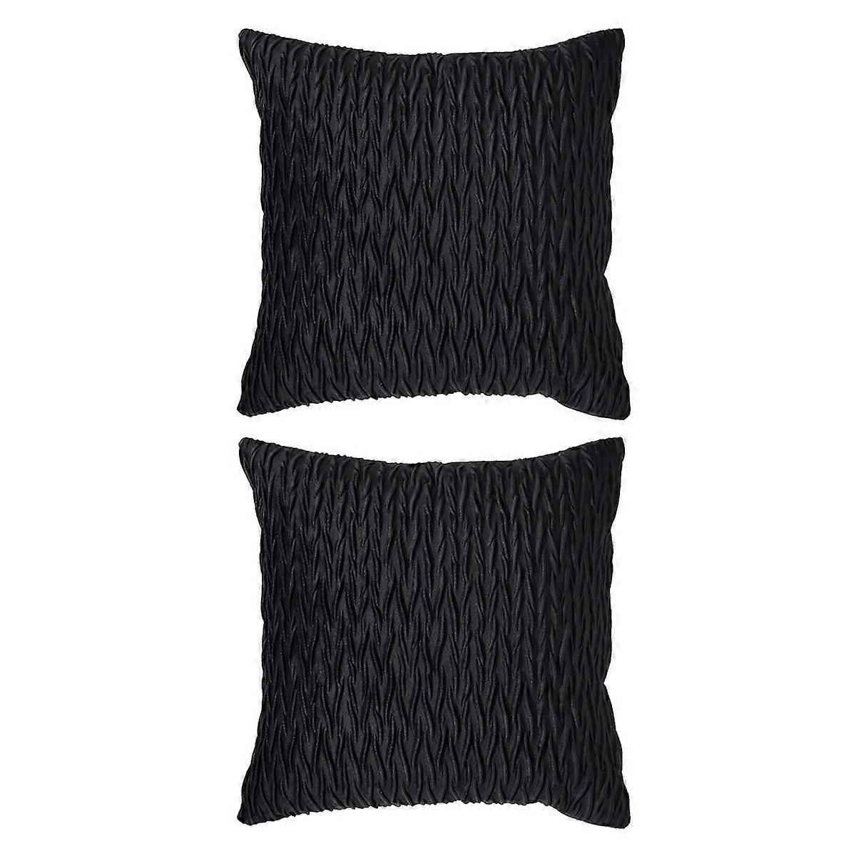 Set of 2 Decorative Throw Pillow Covers Velvet Cushion Case with Texture Luxury Style Soft Pillow Shell -Dark Grey