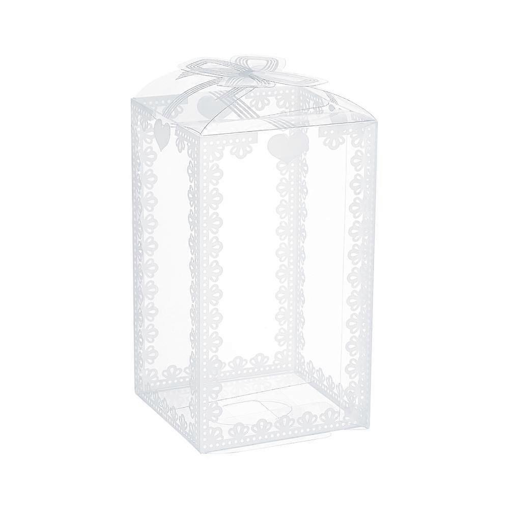 1Set Foldable Transparent PVC Boxes for Craft Candy Packaging Wedding Party Favor Gift Boxes Rectangle with Bowknot Pattern Clear 120x70x70mm