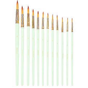 12Pcs Artist Paint Brushes Nylon Hair Art Supplies Stationery Watercolor Oil Painting Pen YEMAA