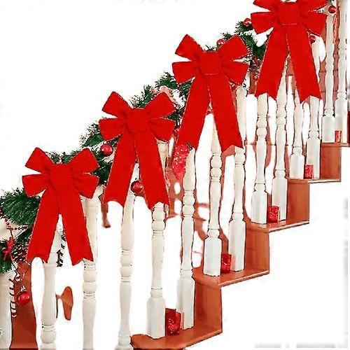 Nnetm 5pcs 33.02cm Red Velvet Christmas Wreath Bow Awo49159